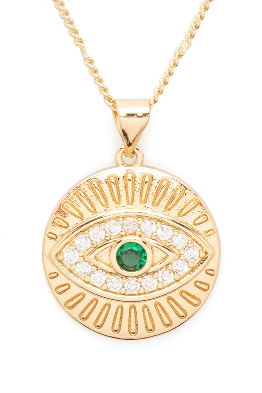 Golden green Evil Eye Pendant Necklace