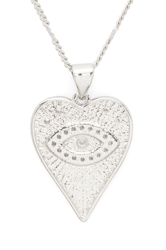 Evil eye heart necklace (silver)