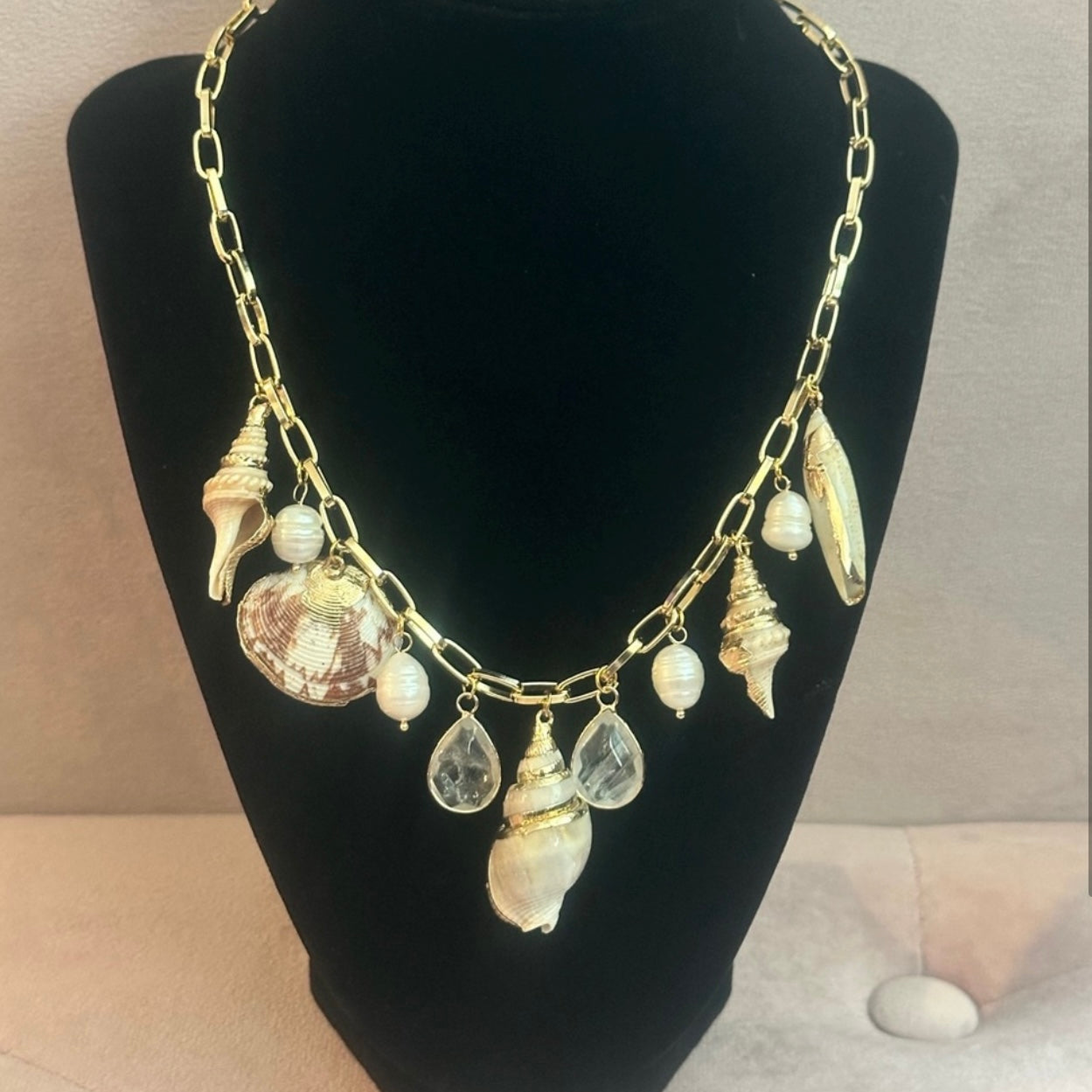 Beach glam clear quartz necklace