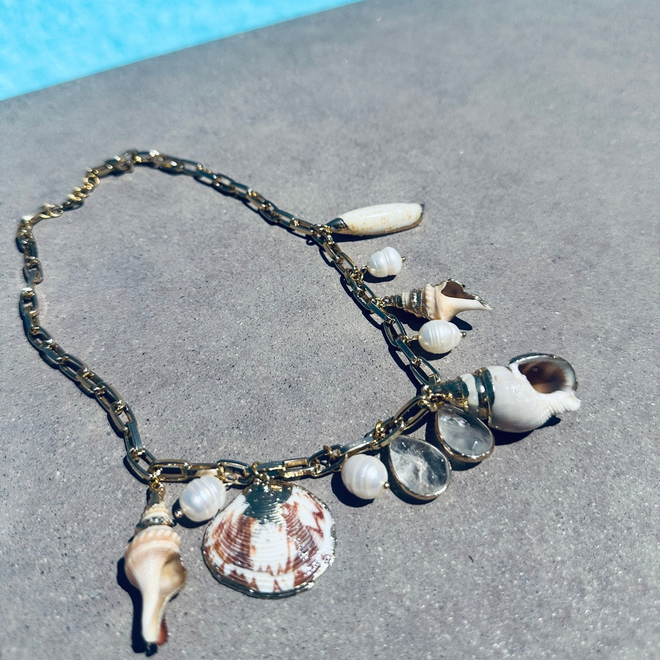 Beach glam clear quartz necklace